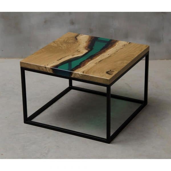 Epoxy Coffee Table Square Green Design - 1034
