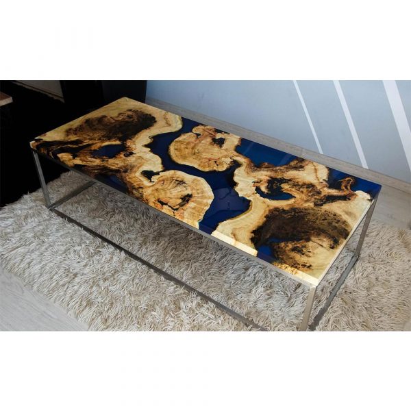 Epoxy Middle Table Navy Blue Design - 1027